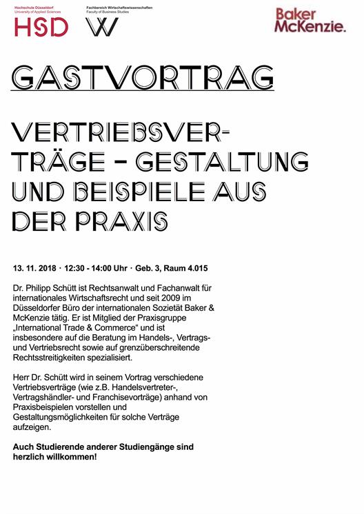 Gastvortrag Dr. Philipp Schütt; Baker McKenzie